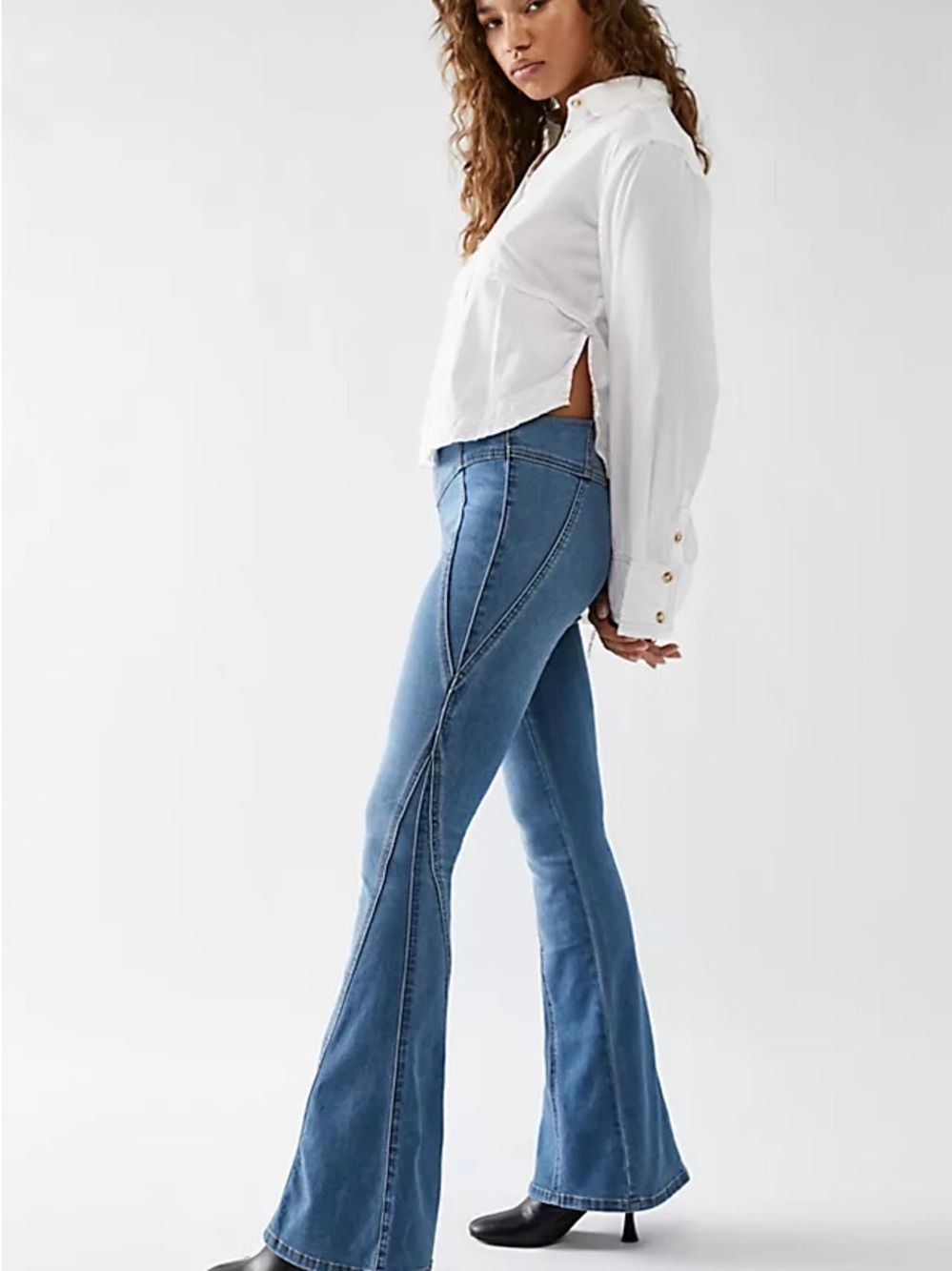 Free People CRVY Ever After Pull-On Flare Jeans